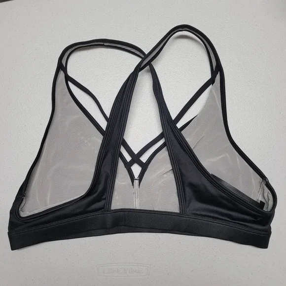Victoria Sport Black Mesh Cutout Strappy Sports Bra Large Gym Workout Activewear - Picture 2 of 4